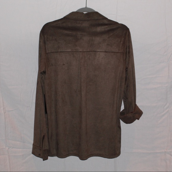 NWT Army Green Suede Button Down - Picture 2 of 3
